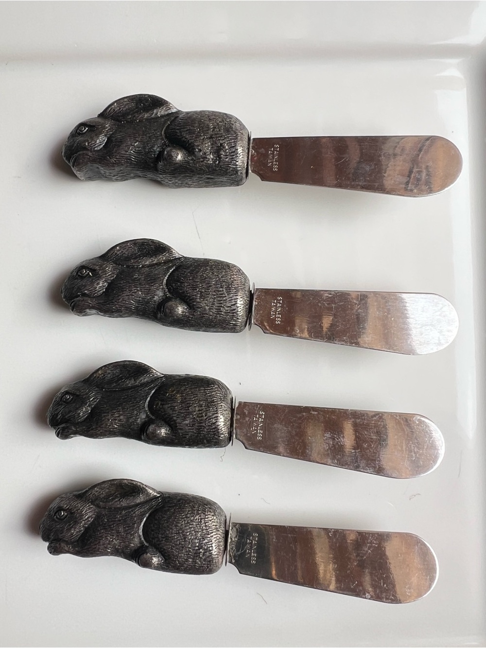 Rabbit-Handled Spreaders - Set of 4 - Pewter-Style Handles